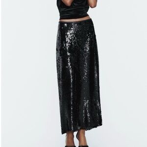 Elegant Black Sequin Skirt